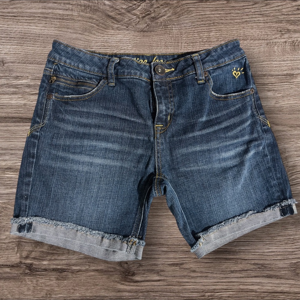Justice Dark Blue Jean Shorts with Frayed Hem Girl’s Sz 16R